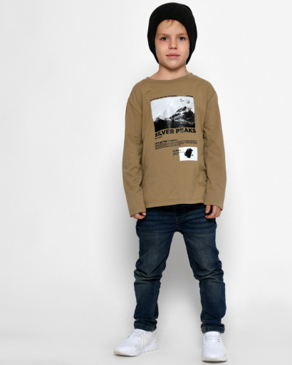 Підлітковий лонгслів кольору хакі з малюнком гір 52550, Колір: Хакі, Розмір: 140, зображення 8