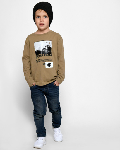 Підлітковий лонгслів кольору хакі з малюнком гір 52550, Колір: Хакі, Розмір: 140, зображення 9