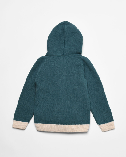 Детский вязаный худи с вышивкой "Boss boys" 53249, Цвет: Синий, Размер: 92, изображение 2