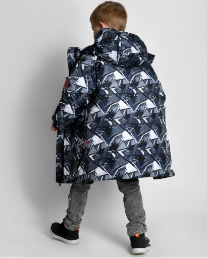 Детский серый оверсайз пуховик унисекс 55217, Цвет: Серый, Размер: 152, изображение 3