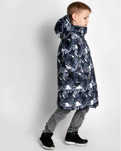 Детский серый оверсайз пуховик унисекс 55217, Цвет: Серый, Размер: 152, изображение 4