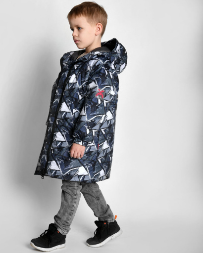 Детский серый оверсайз пуховик унисекс 55217, Цвет: Серый, Размер: 152, изображение 5