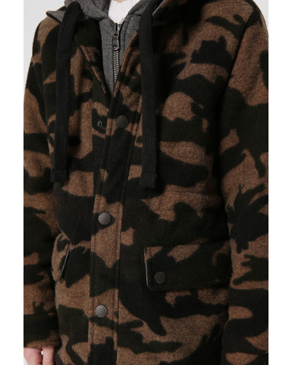 Пальто камуфляжне для хлопчика з трикотажним капюшоном 36751, Колір: Хакі, Розмір: 128, зображення 4