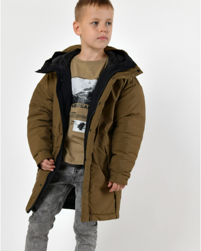 Зимова куртка хакі на пуху для хлопчика 56022, Колір: Хакі, Розмір: 140, зображення 2