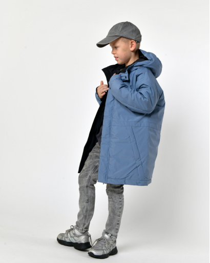 Зимова синя куртка на пуху для хлопчика 56023, Колір: Джинс, Розмір: 158, зображення 2