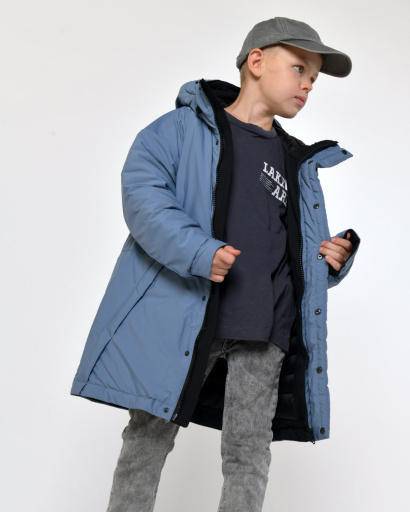 Зимова синя куртка на пуху для хлопчика 56023, Колір: Джинс, Розмір: 158, зображення 3