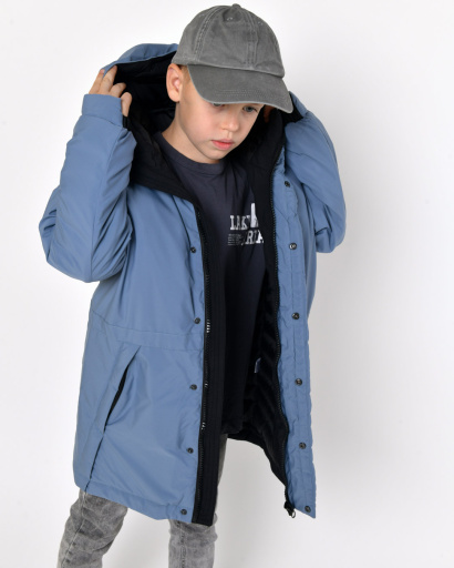 Зимова синя куртка на пуху для хлопчика 56023, Колір: Джинс, Розмір: 158, зображення 4