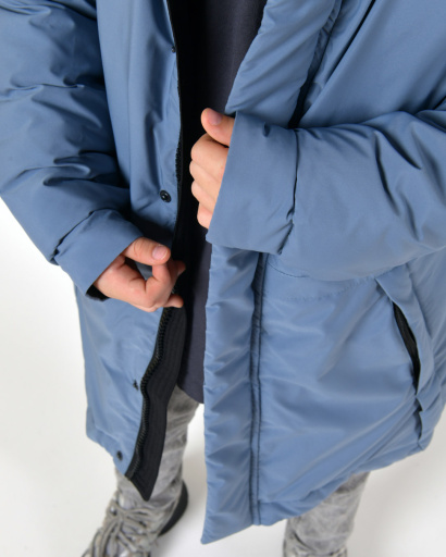 Зимова синя куртка на пуху для хлопчика 56023, Колір: Джинс, Розмір: 158, зображення 5