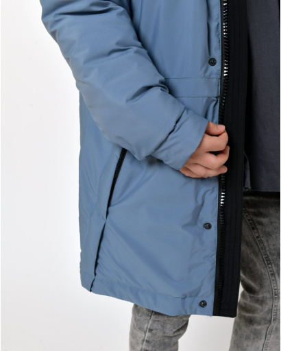 Зимова синя куртка на пуху для хлопчика 56023, Колір: Джинс, Розмір: 158, зображення 7