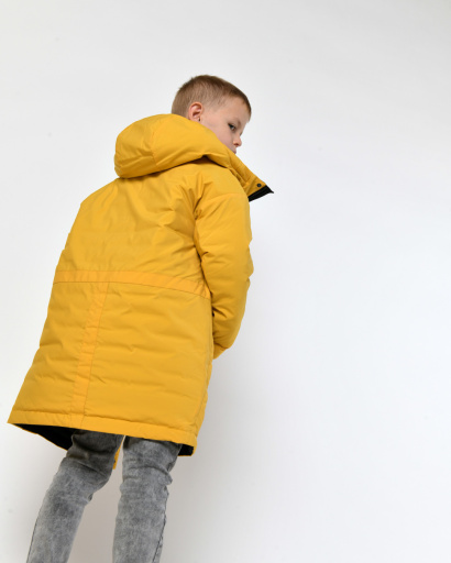 Зимова гірчична куртка  на пуху для хлопчика 56024, Колір: Гірчиця, Розмір: 158, зображення 5