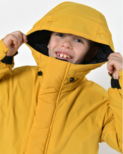 Зимова гірчична куртка  на пуху для хлопчика 56024, Колір: Гірчиця, Розмір: 158, зображення 6