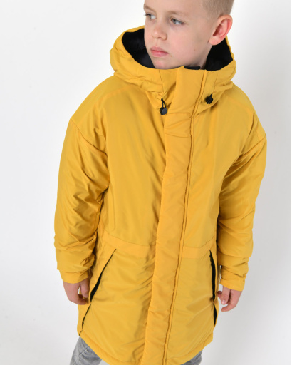 Зимова гірчична куртка  на пуху для хлопчика 56024, Колір: Гірчиця, Розмір: 158, зображення 7