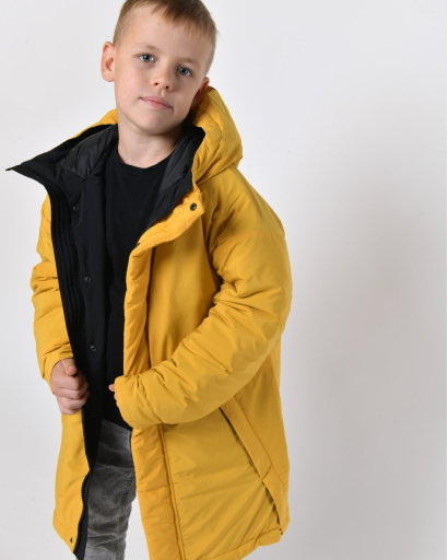 Зимова гірчична куртка  на пуху для хлопчика 56024, Колір: Гірчиця, Розмір: 158, зображення 8