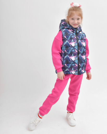 Детский яркий демисезонный жилет 55920, Цвет: Розовый, Размер: 122, изображение 2