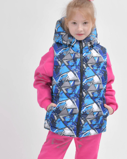 Детский яркий демисезонный жилет 55921, Цвет: Синий, Размер: 146, изображение 6