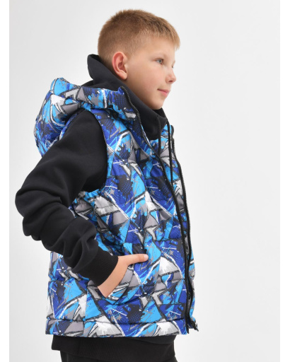 Детский яркий демисезонный жилет 55921, Цвет: Синий, Размер: 146, изображение 2