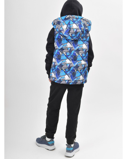 Детский яркий демисезонный жилет 55921, Цвет: Синий, Размер: 146, изображение 3