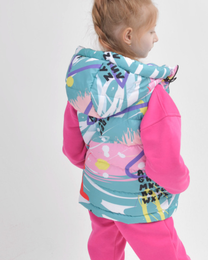 Детский яркий демисезонный жилет 55922, Цвет: Мята, Размер: 122, изображение 2