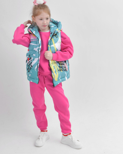 Детский яркий демисезонный жилет 55922, Цвет: Мята, Размер: 122, изображение 4