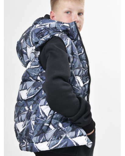 Детский яркий демисезонный жилет 55923, Цвет: Серый, Размер: 140 см, изображение 3