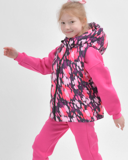 Детский яркий демисезонный жилет 55924, Цвет: Малина, Размер: 122, изображение 2