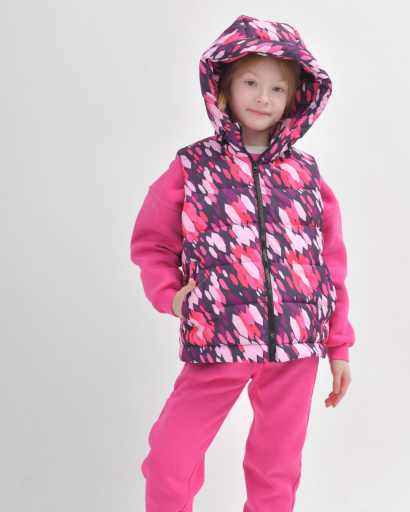 Детский яркий демисезонный жилет 55924, Цвет: Малина, Размер: 122, изображение 5