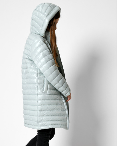 Довга стьобана м`ятна куртка для дівчинки 53331, Колір: М'ята, Розмір: 122, зображення 4