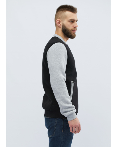 Чоловічий бомбер на флісі колір чорний 30112, Колір: Чорний, Розмір: S, зображення 2