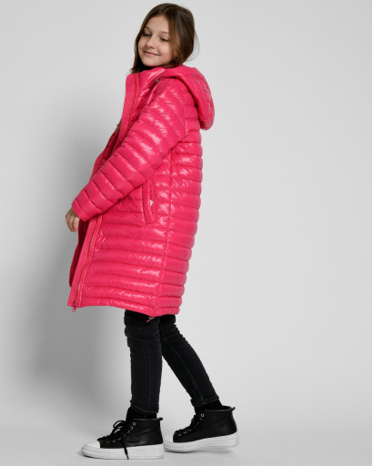 Довга стьобана малинова куртка для дівчинки 53332, Колір: Малина, Розмір: 116, зображення 5