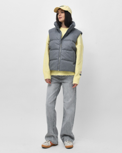 Жіноча стьобана жилетка oversize, сірий меланж 57274, Колір: Сірий, Розмір: S, зображення 2