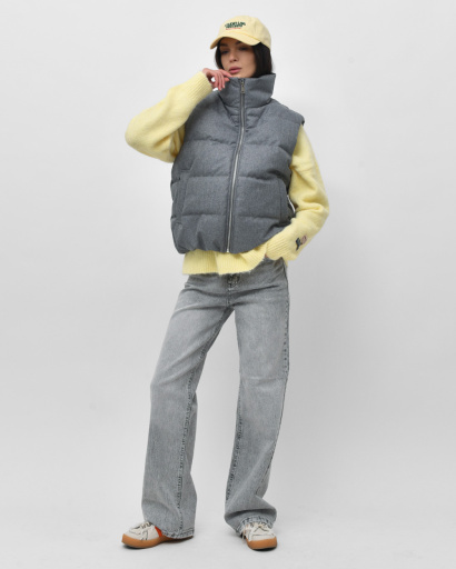 Жіноча стьобана жилетка oversize, сірий меланж 57274, Колір: Сірий, Розмір: S, зображення 7