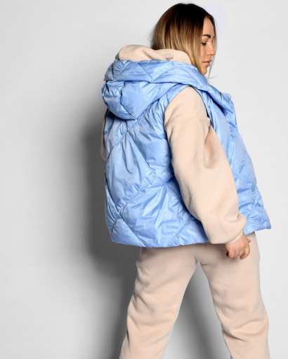 Женский стеганый жилет голубого цвета 55468, Цвет: Голубой, Размер: L, изображение 2