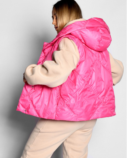 Жіночий стьобаний жилет кольору фуксія 55469, Колір: Малина, Розмір: XS, зображення 3