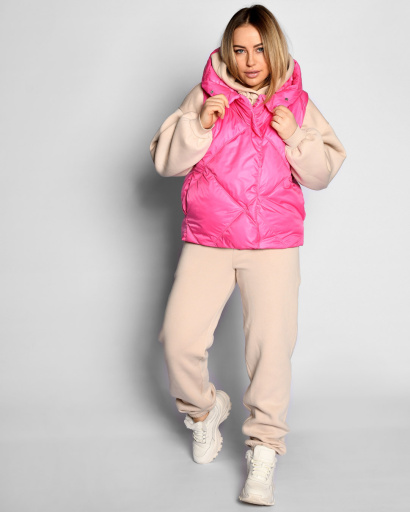 Жіночий стьобаний жилет кольору фуксія 55469, Колір: Малина, Розмір: XS, зображення 4