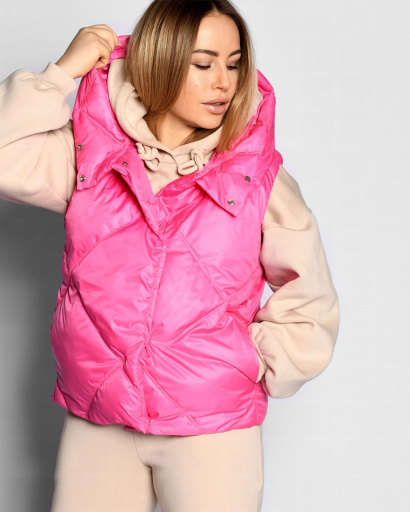 Жіночий стьобаний жилет кольору фуксія 55469, Колір: Малина, Розмір: XS, зображення 5