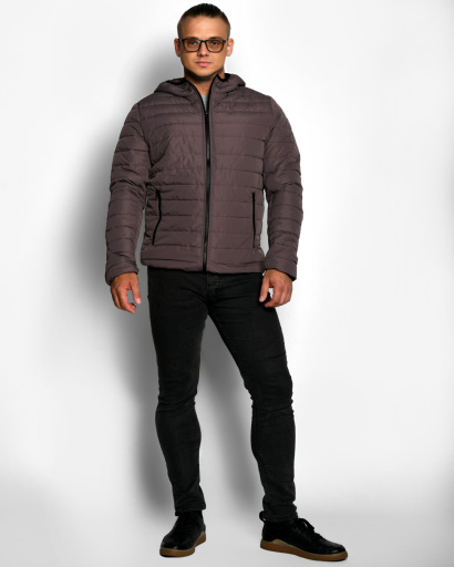 Мужская демисезонная коричневая куртка 53664, Цвет: Коричневый, Размер: S, изображение 4