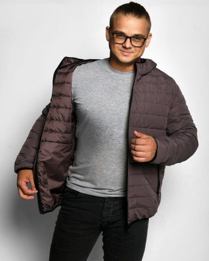 Мужская демисезонная коричневая куртка 53664, Цвет: Коричневый, Размер: S, изображение 6