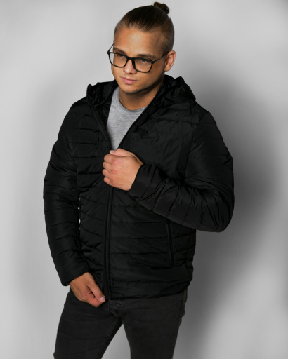 Чоловіча демісезонна чорна куртка 53665, Колір: Чорний, Розмір: S, зображення 3