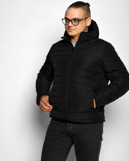 Чоловіча демісезонна чорна куртка 53665, Колір: Чорний, Розмір: S, зображення 4