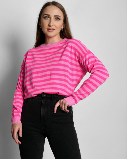 Малиновый женский джемпер в полоску 55295, Цвет: Малина, Размер: ONE SIZE, изображение 4