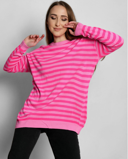 Малиновый женский джемпер в полоску 55295, Цвет: Малина, Размер: ONE SIZE, изображение 5