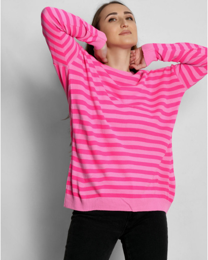 Малиновый женский джемпер в полоску 55295, Цвет: Малина, Размер: ONE SIZE, изображение 6