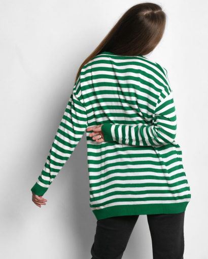 Зеленый женский джемпер в полоску 55296, Цвет: Зеленый, Размер: ONE SIZE, изображение 2