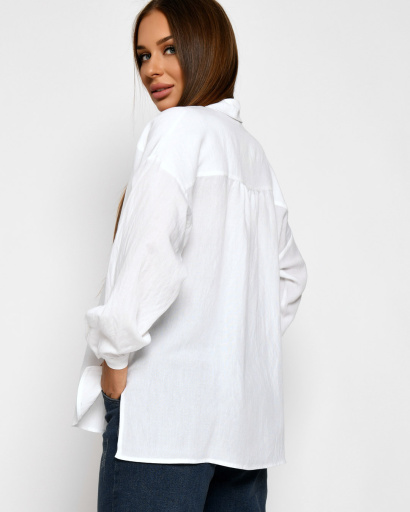 Белая блуза оверсайз 51777, Цвет: Белый, Размер: M, изображение 6