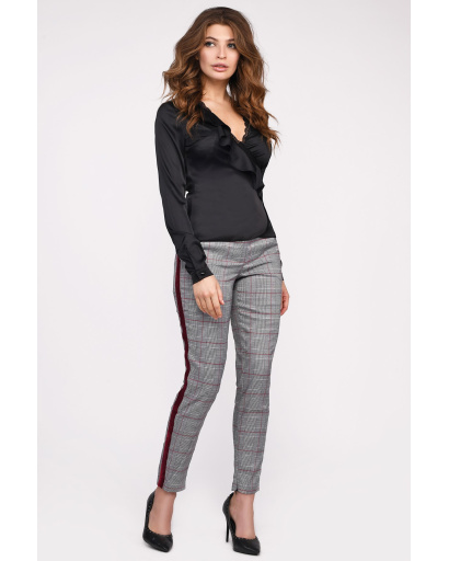 Чорна шовкова блуза 35062, Колір: Чорний, Розмір: XS, зображення 4