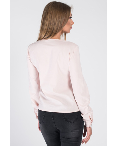 Асиметрична персикова блуза з відкладним коміром 34087, Колір: Персиковий, Розмір: XS, зображення 2