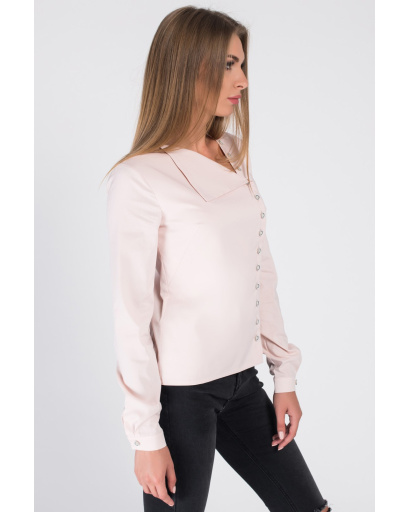 Асиметрична персикова блуза з відкладним коміром 34087, Колір: Персиковий, Розмір: XS, зображення 3