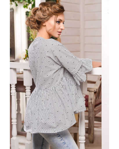 Белая женская блуза с рюшами 32953, Цвет: Белый, Размер: XS, изображение 4