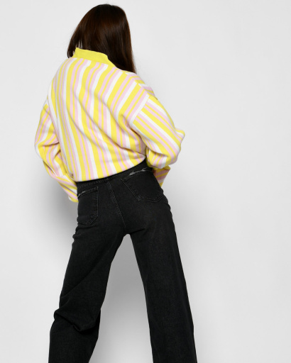 Жовтий кардиган оверсайз у смужку 52091, Колір: Жовтий, Розмір: ONE SIZE, зображення 3