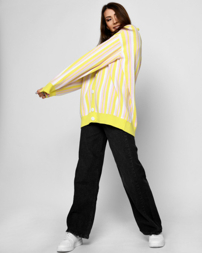 Жовтий кардиган оверсайз у смужку 52091, Колір: Жовтий, Розмір: ONE SIZE, зображення 4